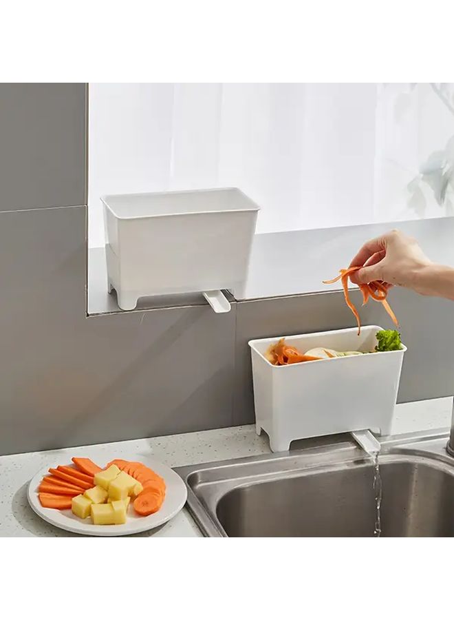 White Kitchen Sink Trash Can With Filter Basket Vegetable Washing Station - Image 5