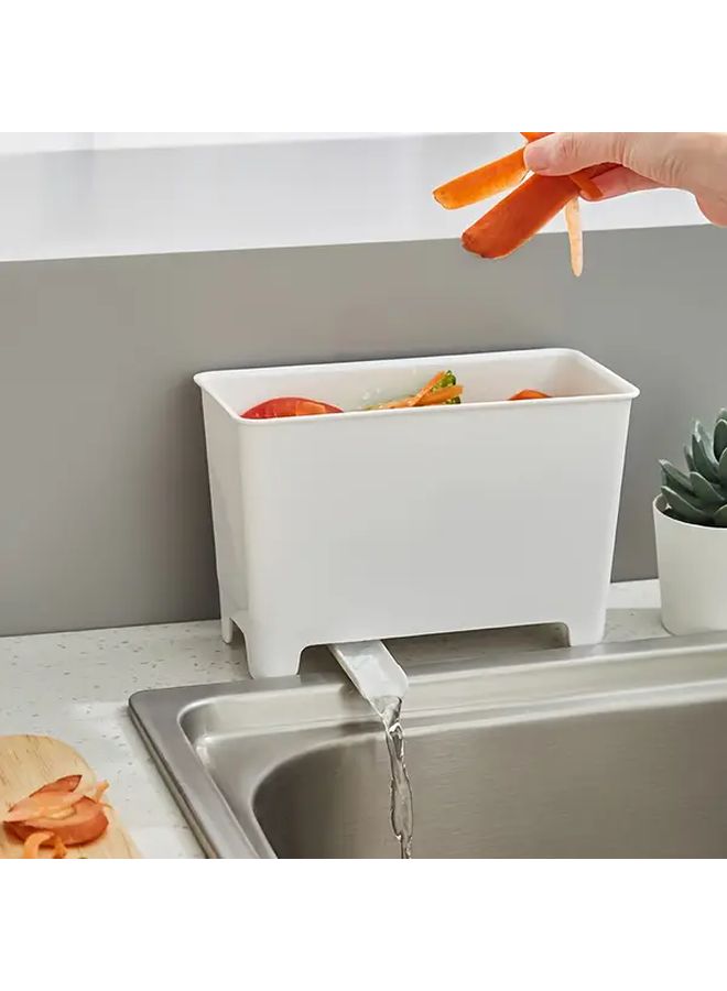 White Kitchen Sink Trash Can With Filter Basket Vegetable Washing Station - Image 3