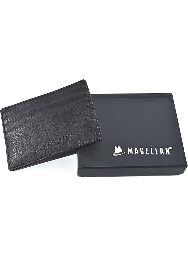 ماجلان محفظة بطاقات للرجال مصنوعة من الجلد باللون الأسود - Image 3