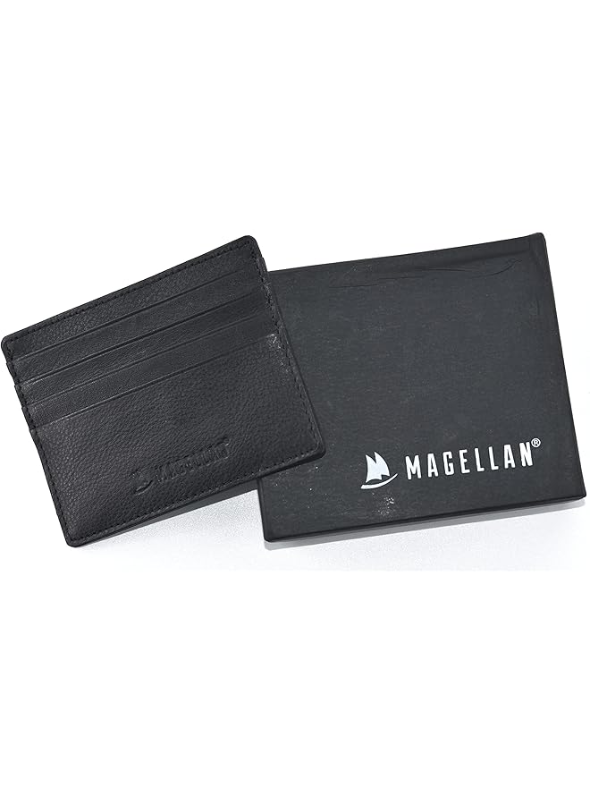 ماجلان محفظة بطاقات للرجال مصنوعة من الجلد باللون الأسود - Image 4
