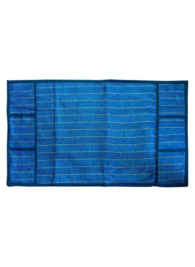 Kuber Industries - Kuber Industries Lining Print Fridge Cover With Side Pockets|Fridge Top Cover|Refrigerator Cover|Washable Cotton Material|6 Utility Pockets (Blue) - Image 1