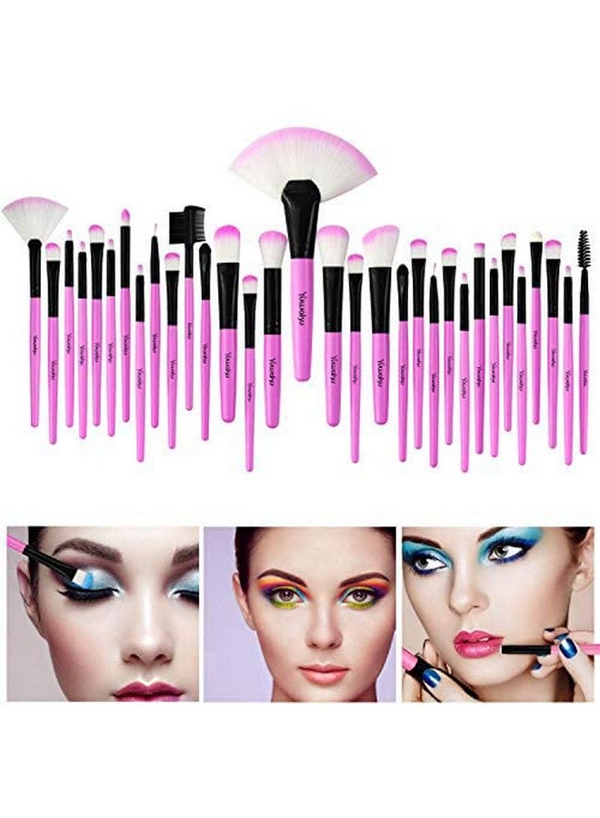 Daxstar Makeup Brush Set, 32 Pcs Make up Brushes Professional Face Eye Shadow Foundation Blush Lip Makeup Brushes Powder Cosmetics Blending Brush Tool with the bag G-Bright purple - Image 5