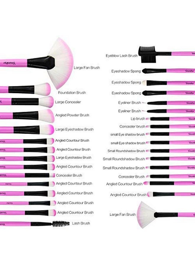 Daxstar Makeup Brush Set, 32 Pcs Make up Brushes Professional Face Eye Shadow Foundation Blush Lip Makeup Brushes Powder Cosmetics Blending Brush Tool with the bag G-Bright purple - Image 2