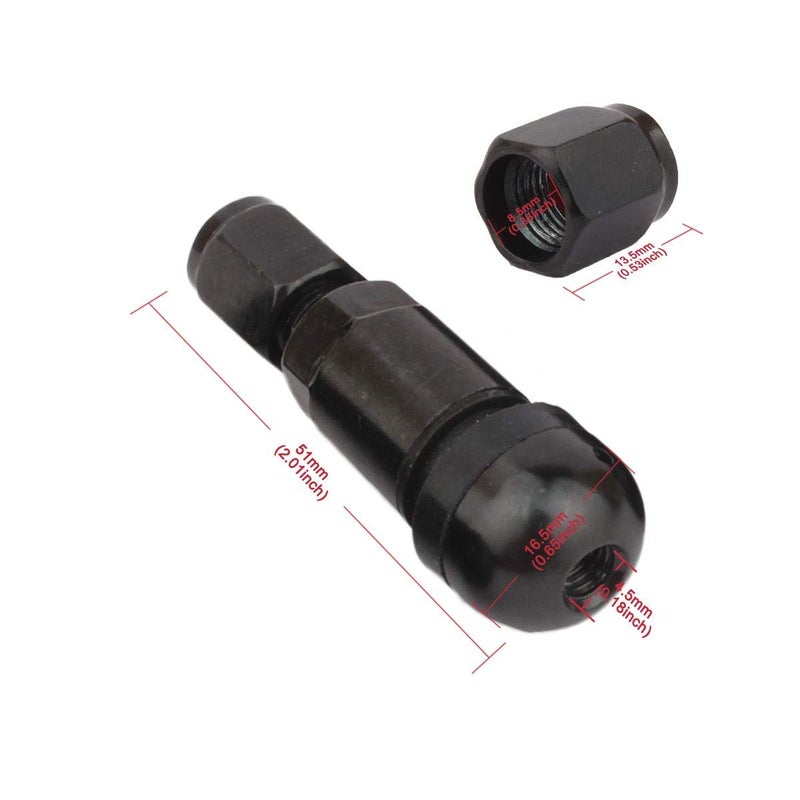 صمامات إطارات السيارات Z-oneMart KURAMI 8 قطع من الألمنيوم المقاوم للانفجار مع أغطية غبار (أسود مسدس) - Image 2