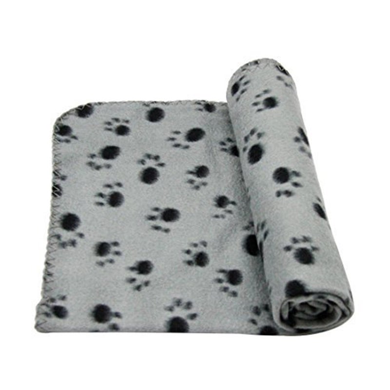 Pet Dog Cat Paw Fleece Throw Blanket (Grey) - Image 5