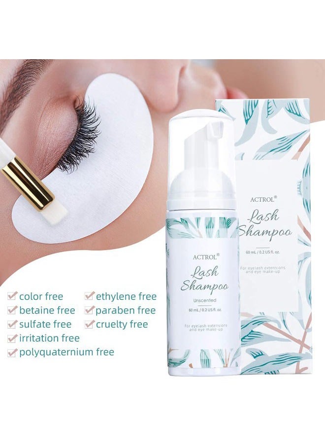 ACTROL Eyelash Extension Cleanser 60ML Natural Lash Extension Shampoo Unscented Professional Eyelid Foaming Cleanser Paraben & Sulfate Free Non-lrritating with Salon and Home Care - Image 2