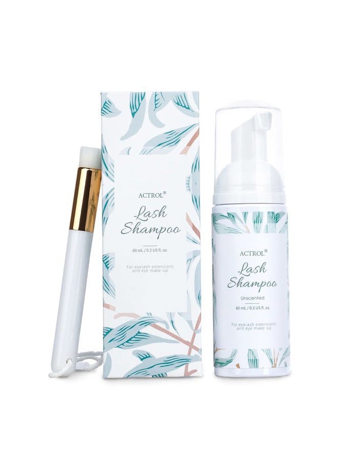 ACTROL Eyelash Extension Cleanser 60ML Natural Lash Extension Shampoo Unscented Professional Eyelid Foaming Cleanser Paraben & Sulfate Free Non-lrritating with Salon and Home Care - Image 1