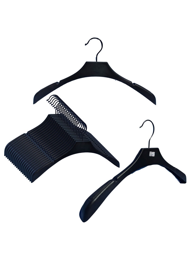 ORTUK 12 Pack Clothes Hangers Plastic Non Slip Closet Hangers, Space Saving Notched Hanger with 360° Swivel Hook, Non Slip Wide Shoulder Hanger, Flocking Plastic Hangers for Coats, Jackets, Shirts 39x20 cm - Image 1