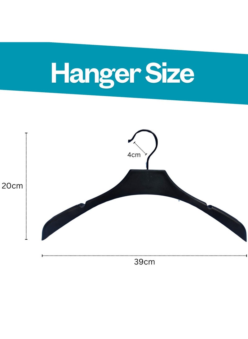 ORTUK 12 Pack Clothes Hangers Plastic Non Slip Closet Hangers, Space Saving Notched Hanger with 360° Swivel Hook, Non Slip Wide Shoulder Hanger, Flocking Plastic Hangers for Coats, Jackets, Shirts 39x20 cm - Image 2