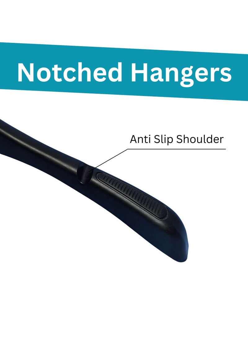ORTUK 12 Pack Clothes Hangers Plastic Non Slip Closet Hangers, Space Saving Notched Hanger with 360° Swivel Hook, Non Slip Wide Shoulder Hanger, Flocking Plastic Hangers for Coats, Jackets, Shirts 39x20 cm - Image 4