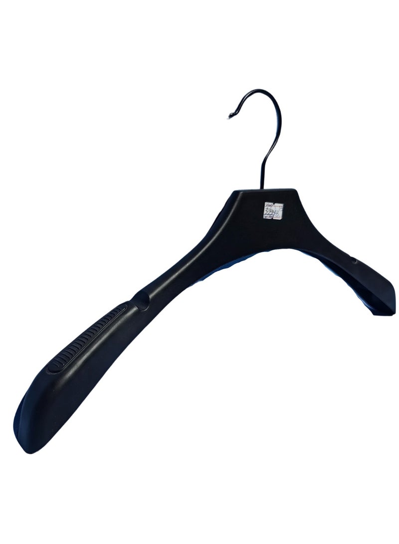 ORTUK 12 Pack Clothes Hangers Plastic Non Slip Closet Hangers, Space Saving Notched Hanger with 360° Swivel Hook, Non Slip Wide Shoulder Hanger, Flocking Plastic Hangers for Coats, Jackets, Shirts 39x20 cm - Image 5