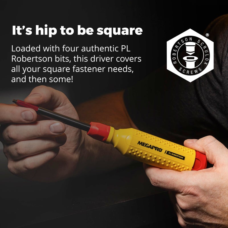 MEGAPROÂ® 15-in-1 Original Multi-bit Screwdriver | Home DIY & Repair | Construction | Tradeswork | 14 Industrial-grade bit tips | 1/4" Hex Drive in shaft (PL Robertson) - Image 4