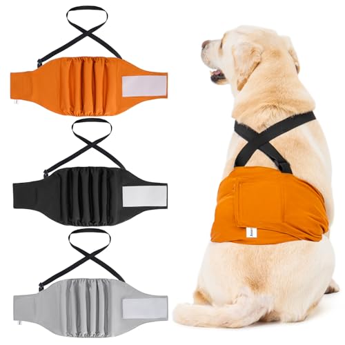 Avont 3 Pack Avont Male Dog Belly Band with Suspenders Reusable Boy Doggie Diaper with Harness Escape Proof NonSlip Washable Doggy Pee Wraps for Small Medium Large Dogs - Image 1