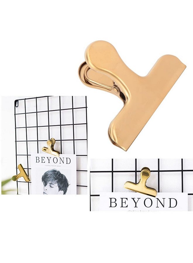 Fdit Notebook Clip, Brass Color Clip, Vintage Retro Clip Stainless Steel Bill Holder for Food Notebook Sealing Clips Accessory Office Supplies(Golden T Clip) - Image 2