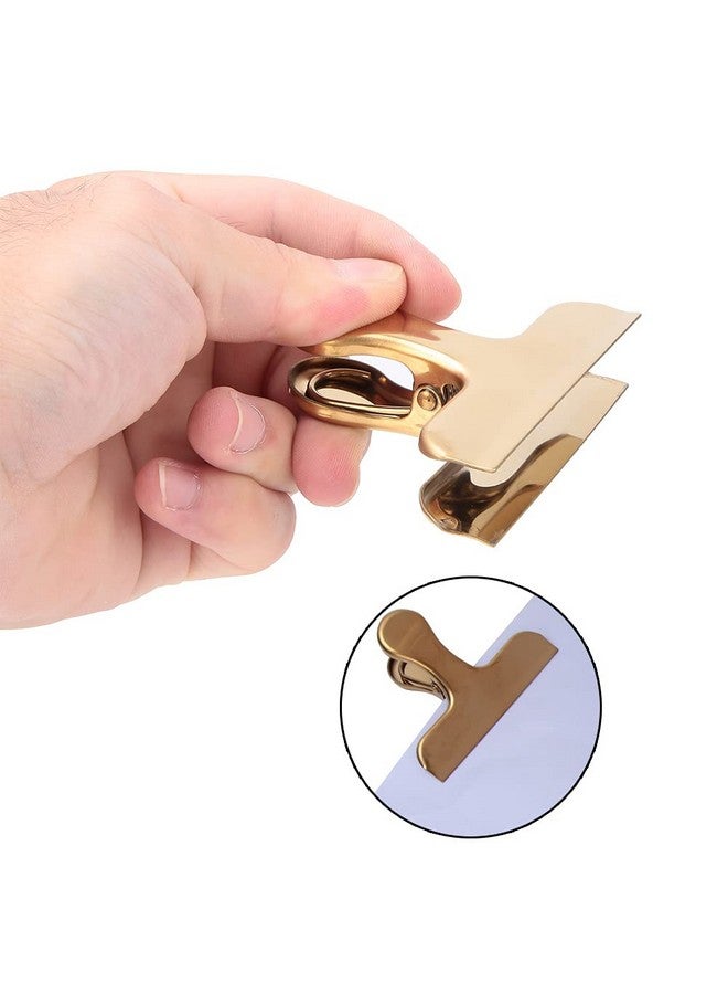 Fdit Notebook Clip, Brass Color Clip, Vintage Retro Clip Stainless Steel Bill Holder for Food Notebook Sealing Clips Accessory Office Supplies(Golden T Clip) - Image 3