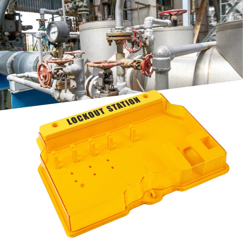 Lockout Tagout Station: 5 Lock Positions Transparent Dustproof Cover - Durable PC Material Secure Wall Fixing Lockout Station for Industrial Safety Sites - Image 2