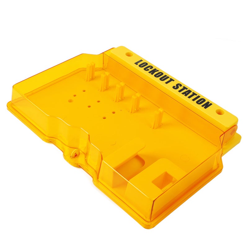 Lockout Tagout Station: 5 Lock Positions Transparent Dustproof Cover - Durable PC Material Secure Wall Fixing Lockout Station for Industrial Safety Sites - Image 1
