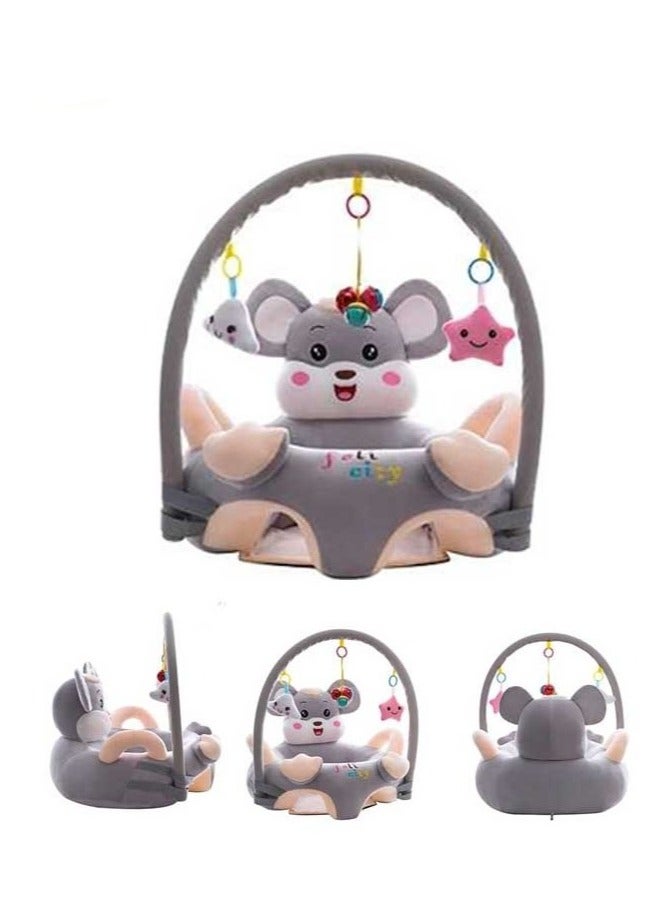 Baby Support Seat Sofa Cartoon Infant Cute Learning Sitting Chairs With Toys Rack Baby Sit Up Back Head Protector Baby Bouncer Infants Floor Seats PP Cotton Full Filling for 4-24 Months Baby  - Image 1