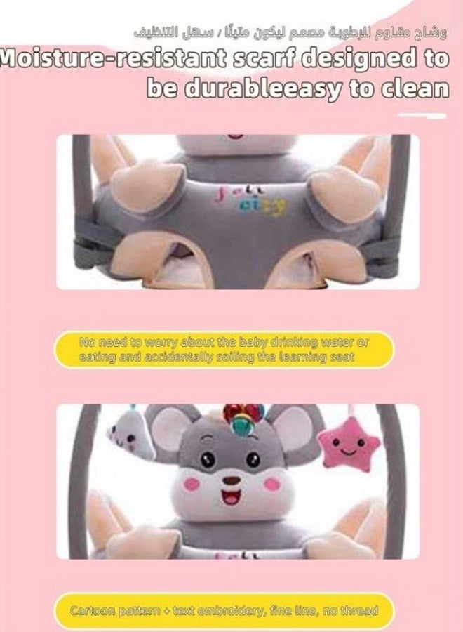 Baby Support Seat Sofa Cartoon Infant Cute Learning Sitting Chairs With Toys Rack Baby Sit Up Back Head Protector Baby Bouncer Infants Floor Seats PP Cotton Full Filling for 4-24 Months Baby  - Image 3
