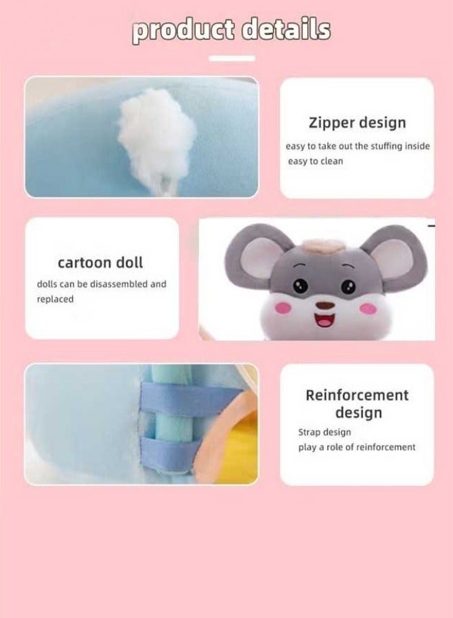 Baby Support Seat Sofa Cartoon Infant Cute Learning Sitting Chairs With Toys Rack Baby Sit Up Back Head Protector Baby Bouncer Infants Floor Seats PP Cotton Full Filling for 4-24 Months Baby  - Image 4