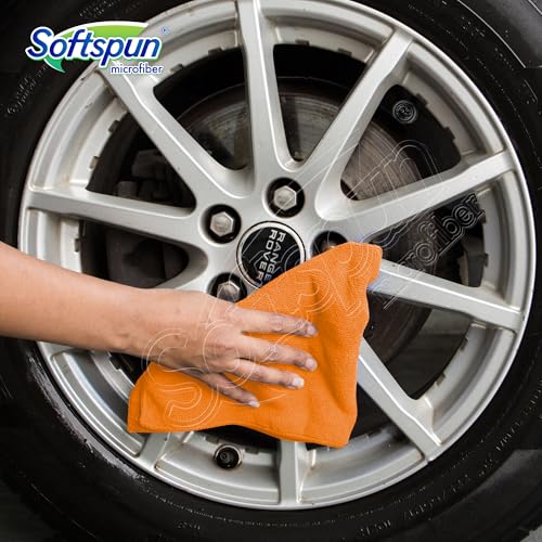 SOFTSPUN Microfiber Cloth 40x60 Cms, 4 Piece Towel Set, 340 GSM (Orange) Multi-Purpose Super Soft Absorbent Cleaning Towels for Home, Kitchen, Car, Cleans & Polishes Everything in Your Home. - Image 3