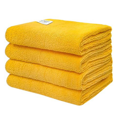 SOFTSPUN Microfiber Cloth 40x60 Cms, 4 Piece Towel Set, 340 GSM (Orange) Multi-Purpose Super Soft Absorbent Cleaning Towels for Home, Kitchen, Car, Cleans & Polishes Everything in Your Home. - Image 1