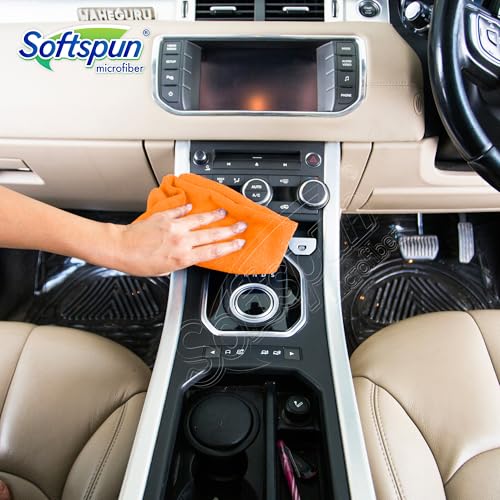 SOFTSPUN Microfiber Cloth 40x60 Cms, 4 Piece Towel Set, 340 GSM (Orange) Multi-Purpose Super Soft Absorbent Cleaning Towels for Home, Kitchen, Car, Cleans & Polishes Everything in Your Home. - Image 4