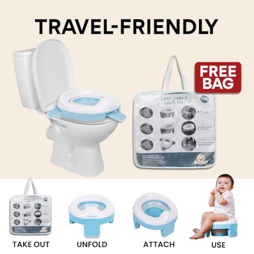 Infantso (2-in-1) Baby Potty Training Seat for 1 + Year Child, Foldable Potty Seat with Detachable Potty Bowl & trash bags, Potty training of Boys & Girls, Fits Round & Oval Western Toilets - Image 3