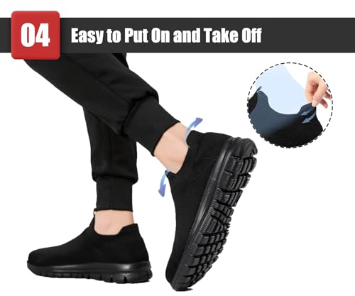 LARNMERN Steel Toe Shoes Men Women Slip On Work Boots Safety Sneakers Comfortable Lightweight Walking Tennis Construction Footwear (10 Women/8 Men, Black) - Image 5