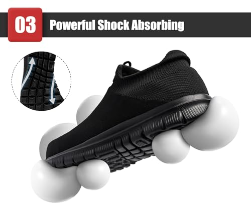 LARNMERN Steel Toe Shoes Men Women Slip On Work Boots Safety Sneakers Comfortable Lightweight Walking Tennis Construction Footwear (10 Women/8 Men, Black) - Image 4