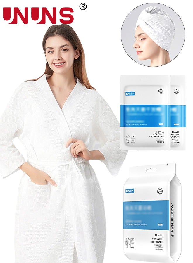 UNUNS Disposable Spa Robes,Non-woven Body Wrap Bathrobe With 2 Hair Drying Cap For Beauty Salon,Unisex One Size Fits All - Image 1