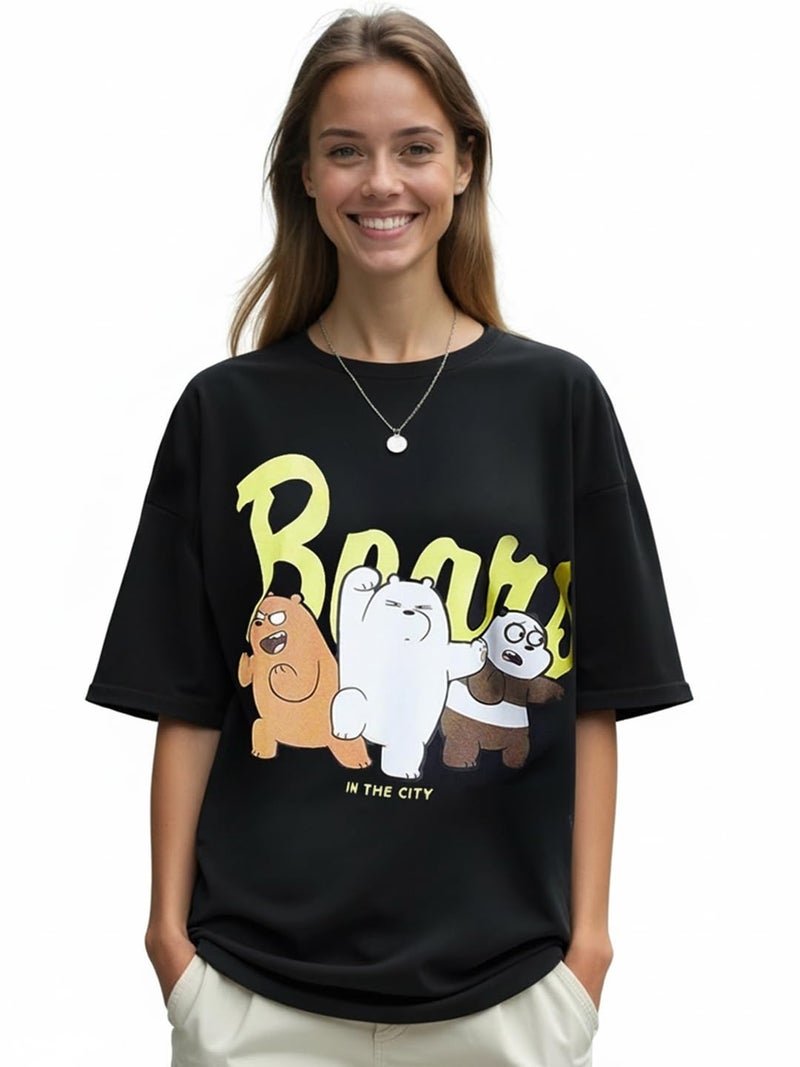 Bewakoof Cotton Official Cartoon Network Merchandise Women's Graphic Printed Oversized T-Shirt_610867_Black_L - Image 1
