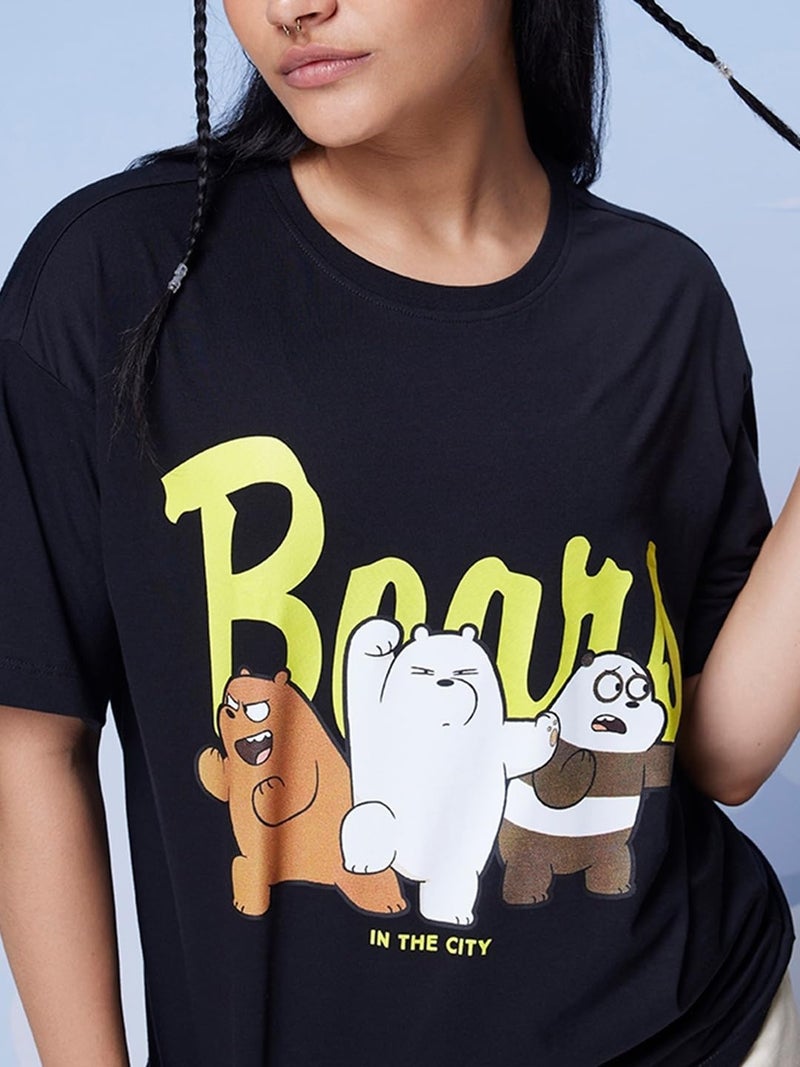 Bewakoof Cotton Official Cartoon Network Merchandise Women's Graphic Printed Oversized T-Shirt_610867_Black_L - Image 5