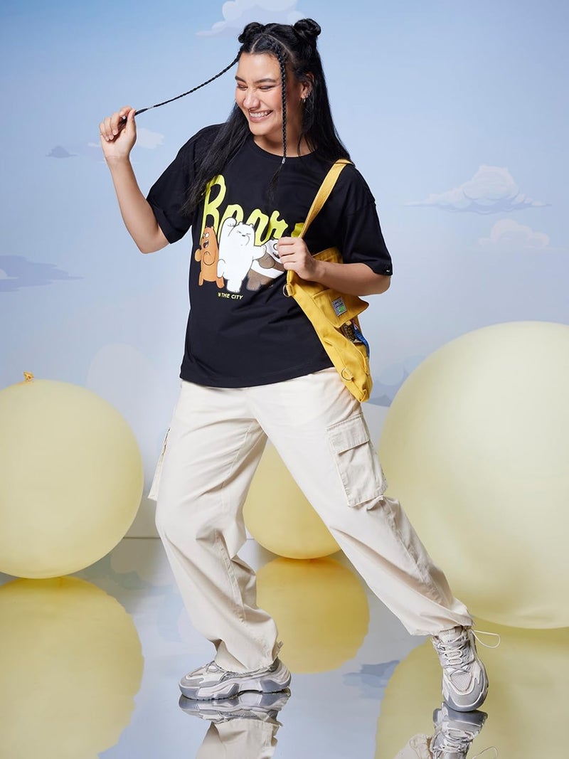 Bewakoof Cotton Official Cartoon Network Merchandise Women's Graphic Printed Oversized T-Shirt_610867_Black_L - Image 4