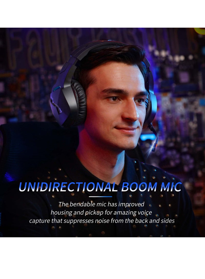 بنيون سماعة ألعاب لاسلكية مزودة بميكروفون عازل للضوضاء للكمبيوتر وPS4 وPS5، سماعة بتقنية 2.4GHz مع ميكروفون لجهاز الكمبيوتر المحمول - Image 4