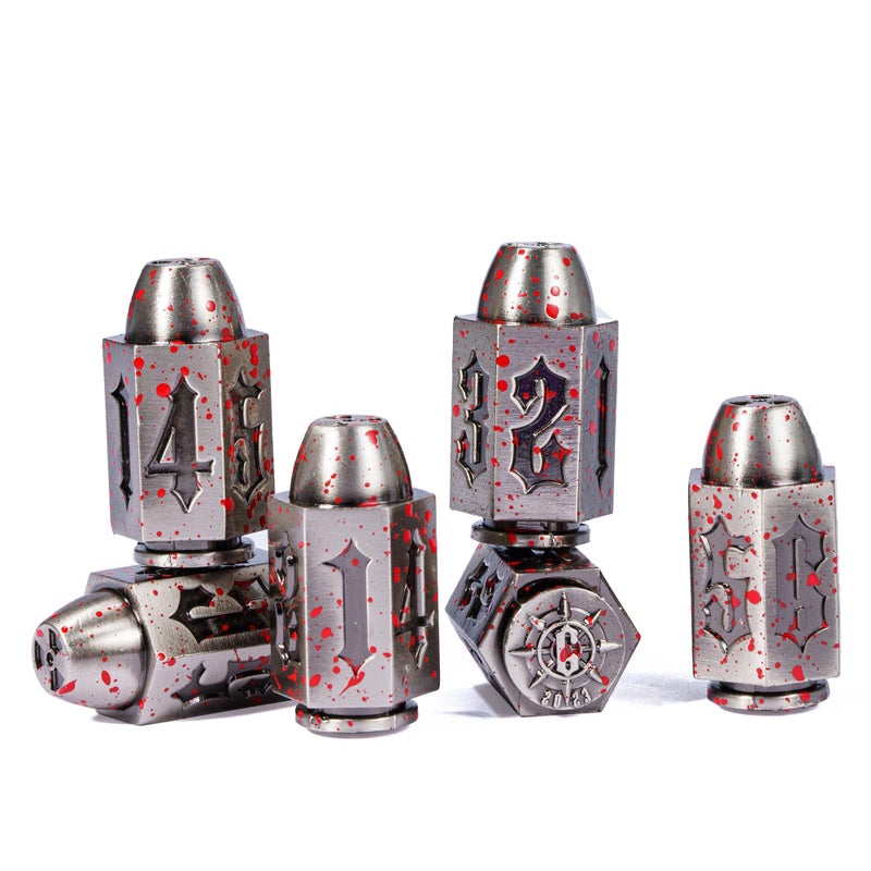 CRITALLIC Bullet Dice Set of 6 Pieces D6 Dice 6 Sized Die for Dungeons and Dragons Role Playing GamesDND Accessories Gifts Bloodstained - Image 3