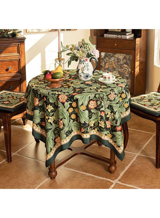 Bluejw Green Tablecloth Advanced Sense Light Luxury Round Table Atmosphere Sense Decorative Cloth Dust-proof Cover Cloth Dining Tablecloth American Advanced Sense - Image 2