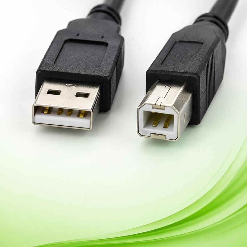  تراضين USB 2.0 Printer Cable 10M, Type-A to Type-B High-Speed 480Mbps Cord, Flexible PVC Jacket, Compatible with HP, Canon, Epson, Brother, Dell Printers, Scanners, Windows Mac Linux - Black-10M - Image 2