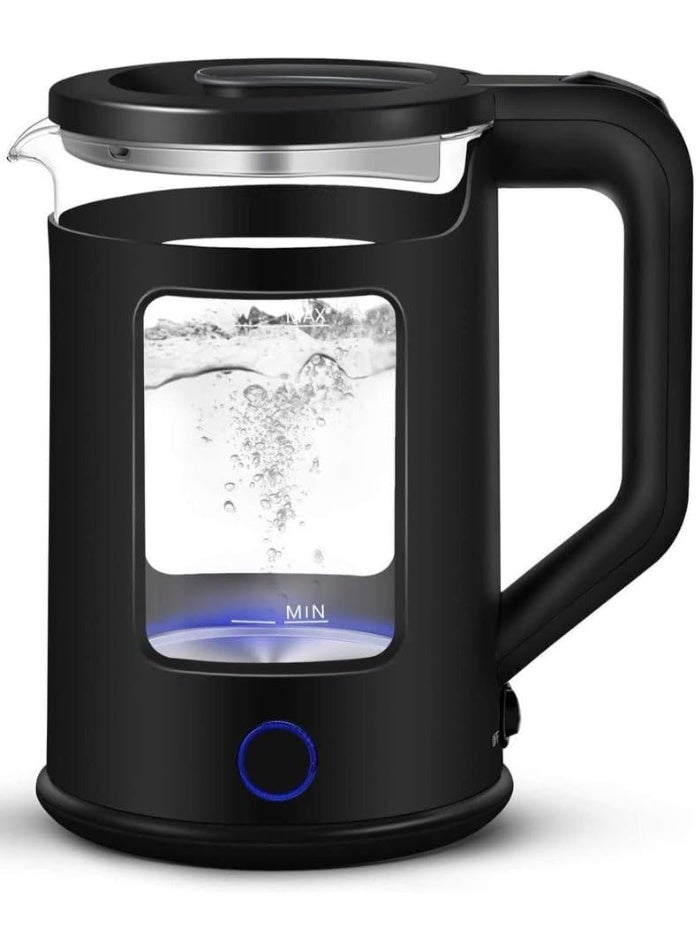 DENX DX3801 1.8L Glass Electric Kettle 1500W Rapid Boil with Blue LED, Auto Shut-Off & Boil-Dry Protection, BPA-Free Glass, 360° Swivel Cordless Base for Home Kitchen - Image 1