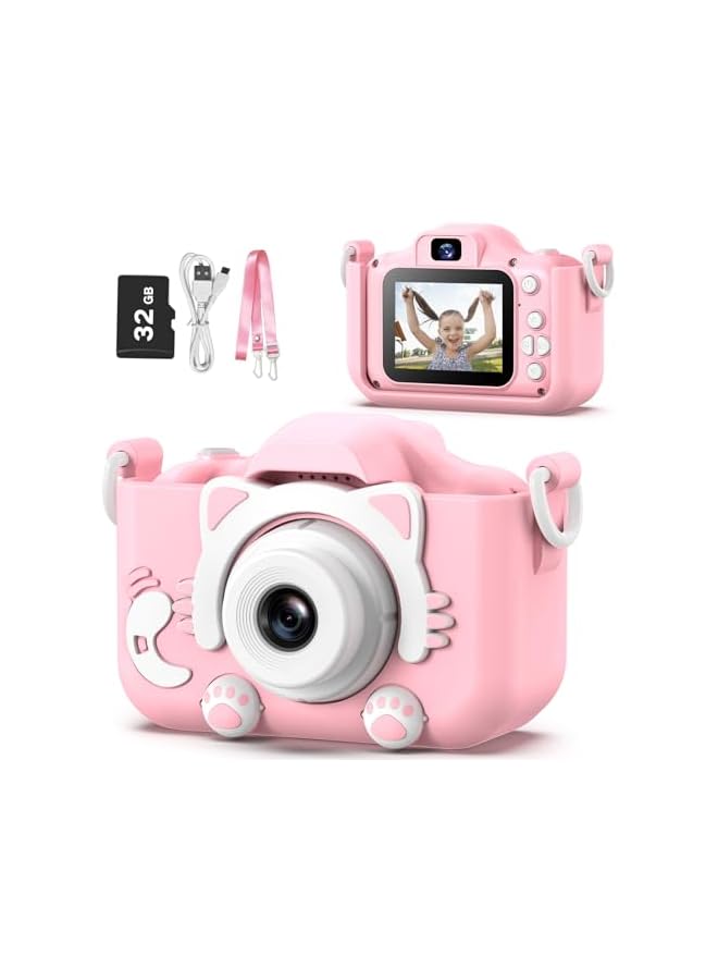 Goopow Kids Camera Toys for 3-8 Year Old Girls Boys,Children Digital Video Camcorder Camera with Cartoon Soft Cover, Best Chritmas Birthday Festival Gift for Kids - 32G SD Card Included - Image 1