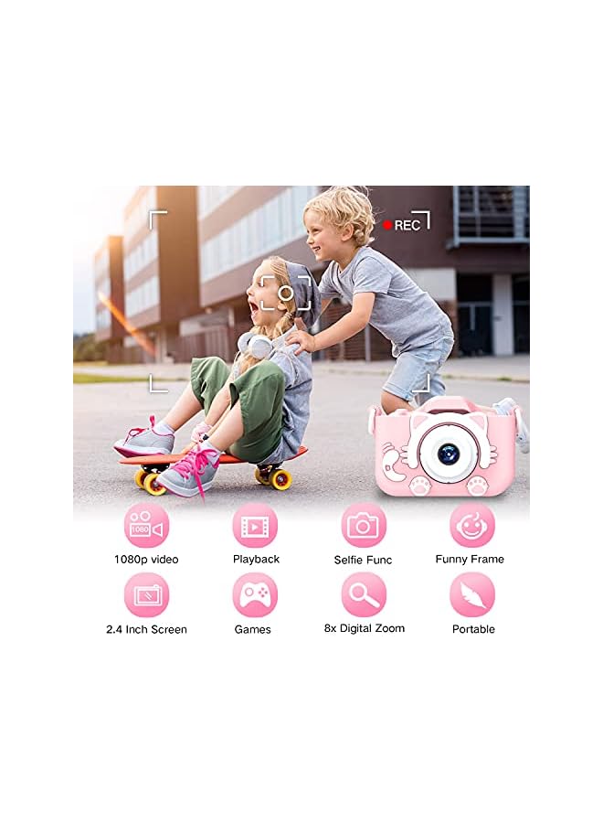 Goopow Kids Camera Toys for 3-8 Year Old Girls Boys,Children Digital Video Camcorder Camera with Cartoon Soft Cover, Best Chritmas Birthday Festival Gift for Kids - 32G SD Card Included - Image 4