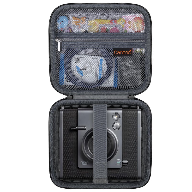 Canboc Carrying Case for Fujifilm INSTAX Wide EVO 2in1 Instant Film Camera and Printer Zipper Mesh Bag fits Photo Paper and Cable BlackCase Only - Image 2