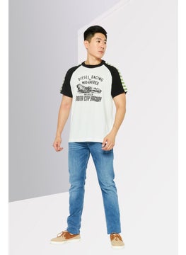 DIESEL Men Crew Neck Short Sleeve Brand Logo T-Shirt, White  - Image 2