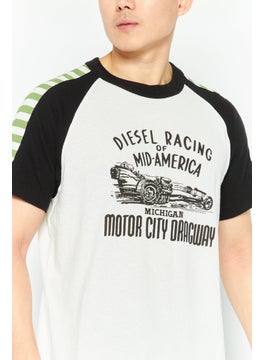 DIESEL Men Crew Neck Short Sleeve Brand Logo T-Shirt, White  - Image 3