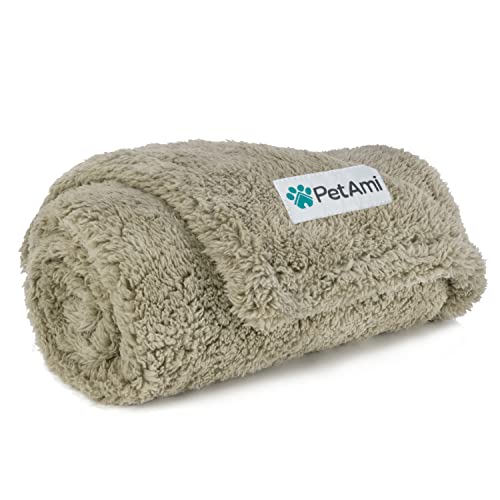 PetAmi Fluffy Waterproof Dog Blanket for Small Medium Dogs Soft Warm Pet Sherpa Throw Pee Proof Couch Cover Reversible Cat Puppy Bed Blanket Sofa Protector Plush Washable Pad Taupe Camel 24x32