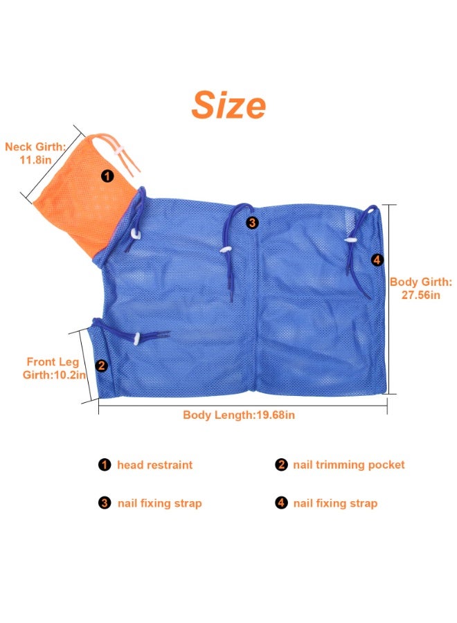 BAZARU Cat Grooming & Bathing Bag – Anti-Scratch Breathable Mesh for Safe Nail Trimming, Ear Cleaning, Medicine Care, 5 Adjustable Drawstrings, Universal Fit for Cats (Blue) - Image 2