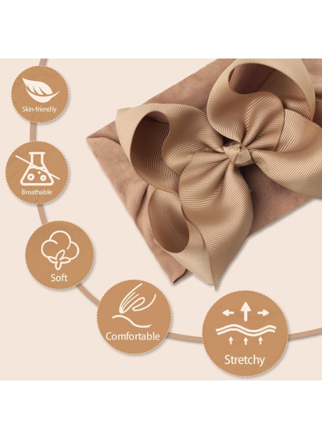 YelaJoy 12PCS Baby Nylon Headbands, Soft Stretchy Newborn Head Bands With Handmade Bows, Comfortable Baby Head Cover For Infants Toddlers Girls Photography Props Accessories Newborn Gifts - Image 2