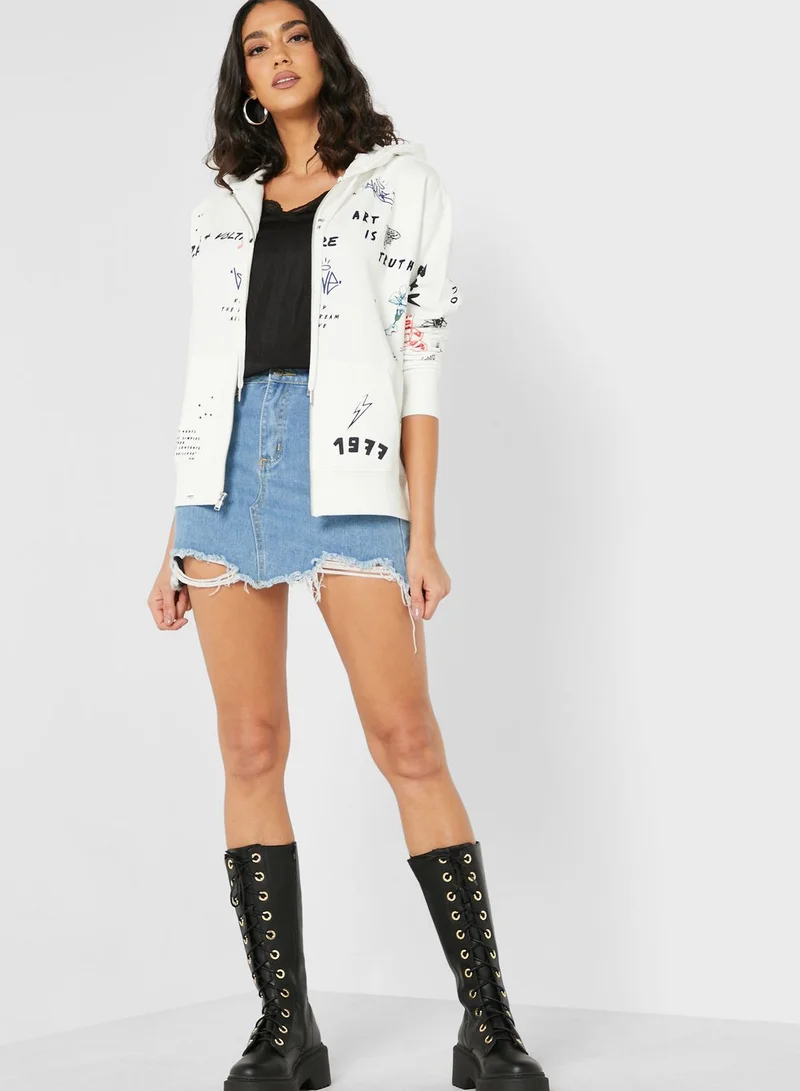 ZADIG & VOLTAIRE Spencer Printed Zip Through Hoodie