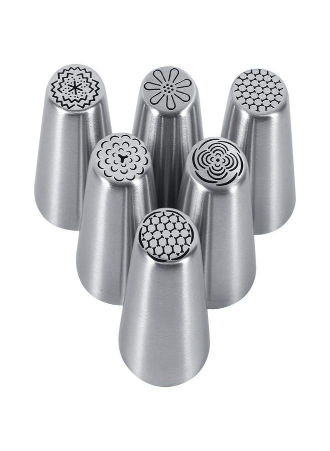 GOTOTOP Russian Piping Tips Set, 6 Pcs Russian Tips for Cake Decorating, Large Piping Tips Set Cake Icing Tips for Cookie Cupcake Decorating - Image 1