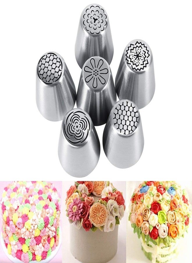 GOTOTOP Russian Piping Tips Set, 6 Pcs Russian Tips for Cake Decorating, Large Piping Tips Set Cake Icing Tips for Cookie Cupcake Decorating - Image 4